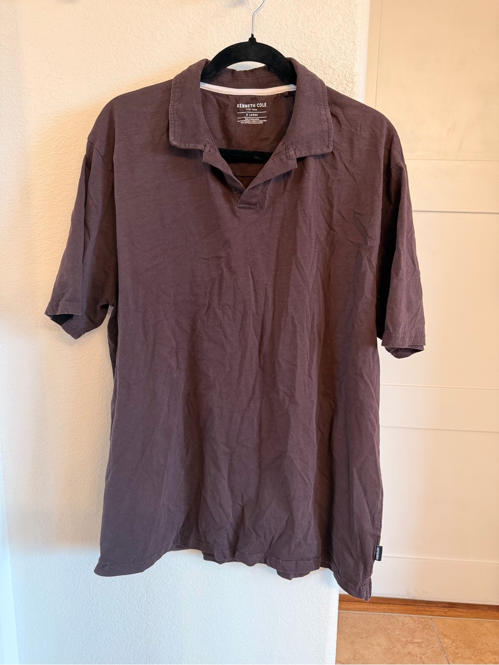 Kenneth Cole New York 100% Cotton Slub Polo - Brown - XL